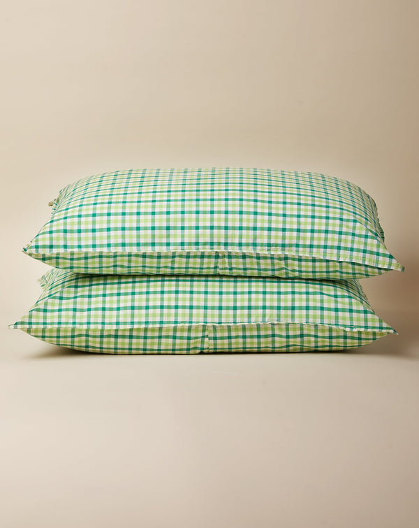 Nile Green Gingham Pillowcase Set