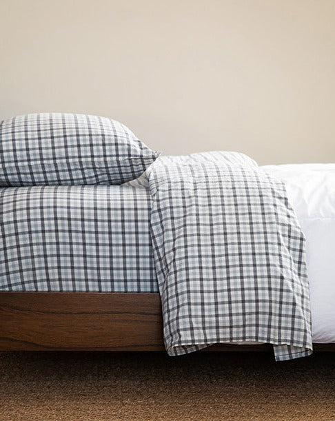 Ash Grey Gingham Sheet Set