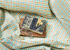 Turquoise & Flax Gingham Sheet Set